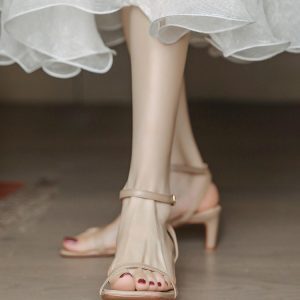 Open-Toe Chunky Heeled Roman Sandals for Women - Simple & Versatile Summer 2025 Style, Perfect with Skirts