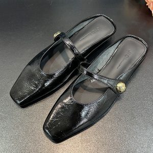 Open-Toe Half Slippers for Women - French Style Cool Slip-On Flat Shoes for Spring/Summer 2025 Fashion
