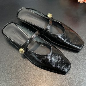 Open-Toe Half Slippers for Women - French Style Cool Slip-On Flat Shoes for Spring/Summer 2025 Fashion