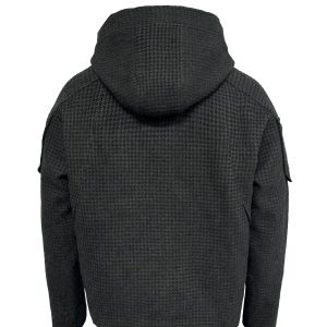Oversized Black Fleece Beekeeper Jacket with Hood and Zipper - Trendy Textured Coat for Casual Y2K Style