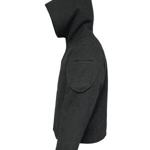 Oversized Black Fleece Beekeeper Jacket with Hood and Zipper - Trendy Textured Coat for Casual Y2K Style