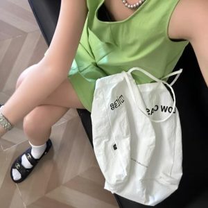 Oversized Korean Style Letter Tote Bag - Casual Versatile Shoulder Bag for Women, Perfect for Everyday Use and Errands