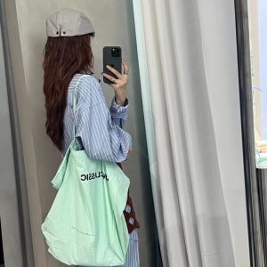 Oversized Korean Style Letter Tote Bag - Casual Versatile Shoulder Bag for Women, Perfect for Everyday Use and Errands