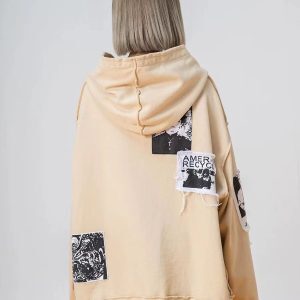 Patchwork Portrait Loose Hoodie for Men and Women - Trendy Autumn Winter Couple Cardigan Jacket, Stylish Unisex Fashion Outerwear
