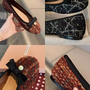 Pearl Bow Genuine Leather French Ballet Flats for Women - Elegant Spring Collection, Chanel-Style Small Shoes