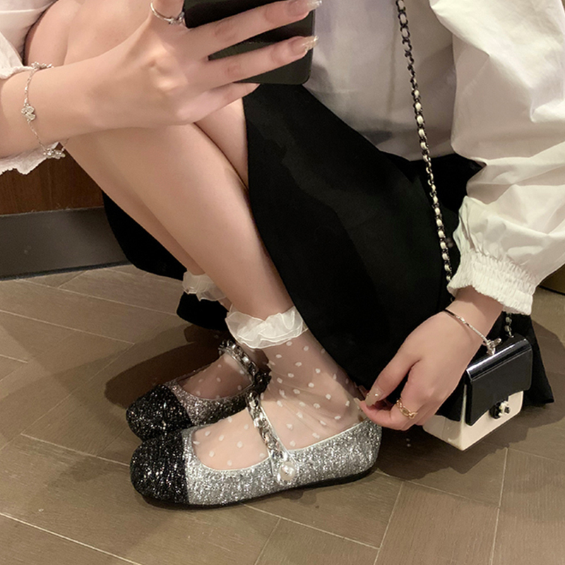 Pearl Mary Jane Flats for Women - French Vintage Inspired Shallow Mouth Shoes, Summer 2025 Style