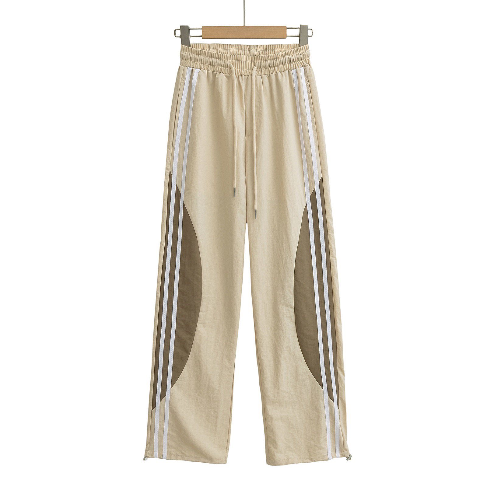 Petite Jazz Dance Set for Women - Drawstring Shoulder Sleeve Top + Side Stripe Wide-Leg Quick-Dry Pants, Y2K Style