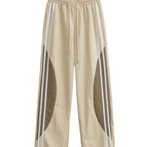 Petite Jazz Dance Set for Women - Drawstring Shoulder Sleeve Top + Side Stripe Wide-Leg Quick-Dry Pants, Y2K Style