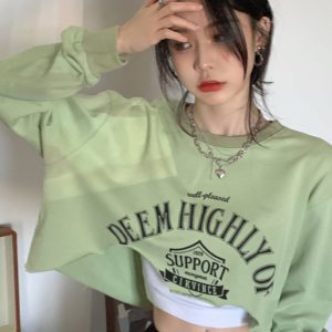 Petite Women's Green Hip-Hop Sweatshirt - American Style Cool Jazz Dance Top for Stage Performances