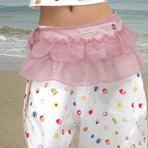 Pink Cake Puff Skirt with Ruffles - Sweet and Spicy Versatile Women's Apron, Matching Niche Design for 90s and Y2K Style Fashion
