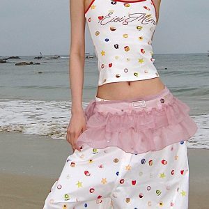 Pink Cake Puff Skirt with Ruffles - Sweet and Spicy Versatile Women's Apron, Matching Niche Design for 90s and Y2K Style Fashion