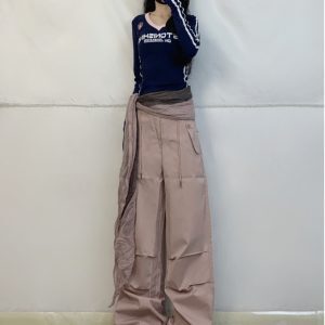 Pink Jazz Dance Overalls for Women - Loose Straight Wide-Leg Hip-Hop Casual Long Pants, Y2K Style