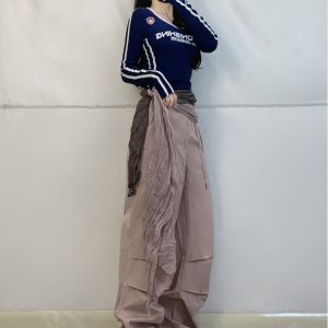 Pink Jazz Dance Overalls for Women - Loose Straight Wide-Leg Hip-Hop Casual Long Pants, Y2K Style