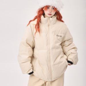 Pink Oversized Thick Bread Jacket for Petite Women - Trendy Korean Style Cotton Coat for Winter Fashion