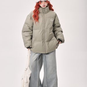 Pink Oversized Thick Bread Jacket for Petite Women - Trendy Korean Style Cotton Coat for Winter Fashion