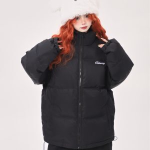 Pink Oversized Thick Bread Jacket for Petite Women - Trendy Korean Style Cotton Coat for Winter Fashion