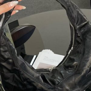 Pleated Design Zipper Curved Silver Cloud Bag - Versatile Shoulder Crossbody Tote for Women, Trendy 2025 Fashion Accessory