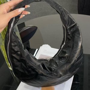 Pleated Design Zipper Curved Silver Cloud Bag - Versatile Shoulder Crossbody Tote for Women, Trendy 2025 Fashion Accessory