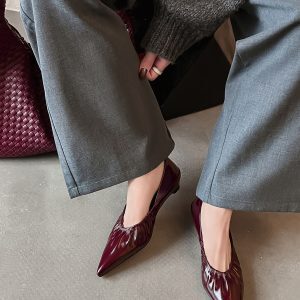 Pleated Pointed-Toe Flats for Women - 2025 New Fairy Style Soft Sole Elegant Niche Design Shoes for Y2K and Vintage Fashion
