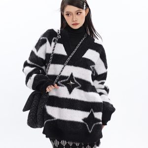 Plush Knitted Pullover Sweater for Women - Lazy Style Atmosphere Top for Autumn Winter - Cozy Knit Fashion
