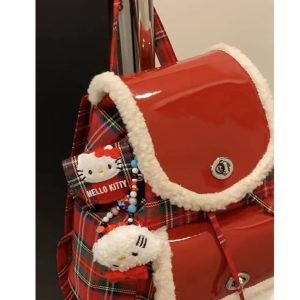 Plush Soft Leather Backpack for Women - American College Style Lamb Wool Handbag, Trendy 2023 Christmas Fashion Accessory