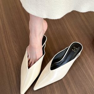 Pointed Half-Slippers for Women, Slimming Thin-Heeled Mules, Spring/Summer 2024 Fashion, Chic Casual Footwear
