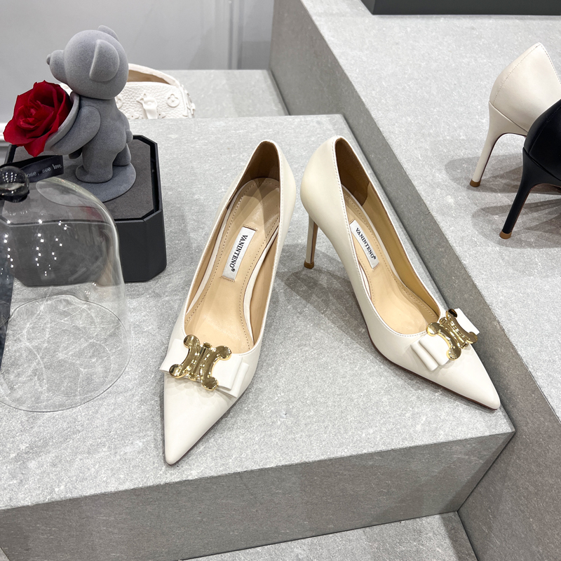 Pointed Metal Buckle High-Heeled Shallow Mouth Elegant Women’s Shoes - Sweet Style Party Footwear for Banquets and Events