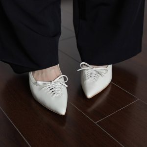 Pointed Toe Bow Flat Shoes for Women - Elegant Thin Heel Mid-Heels, Ultra-Soft Design, Perfect for All Seasons