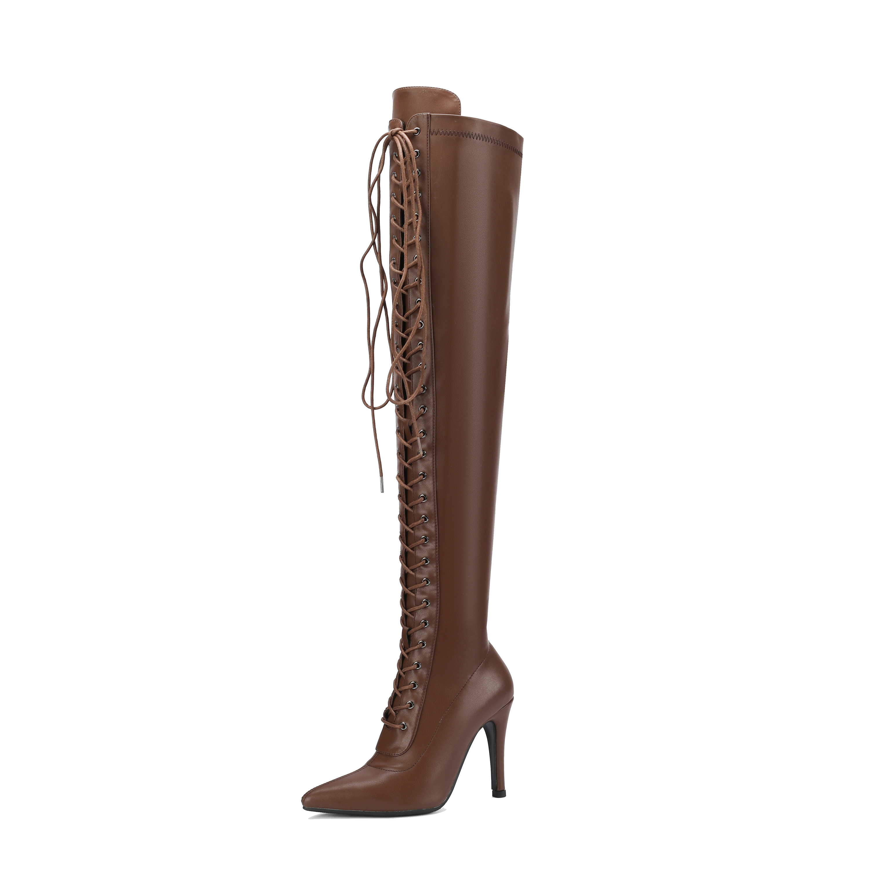 Pointed Toe Jazz Dance High Heels, Over-the-Knee Lace-Up Long Boots - Thin Heel, Sexy Plus Size, European & American Style