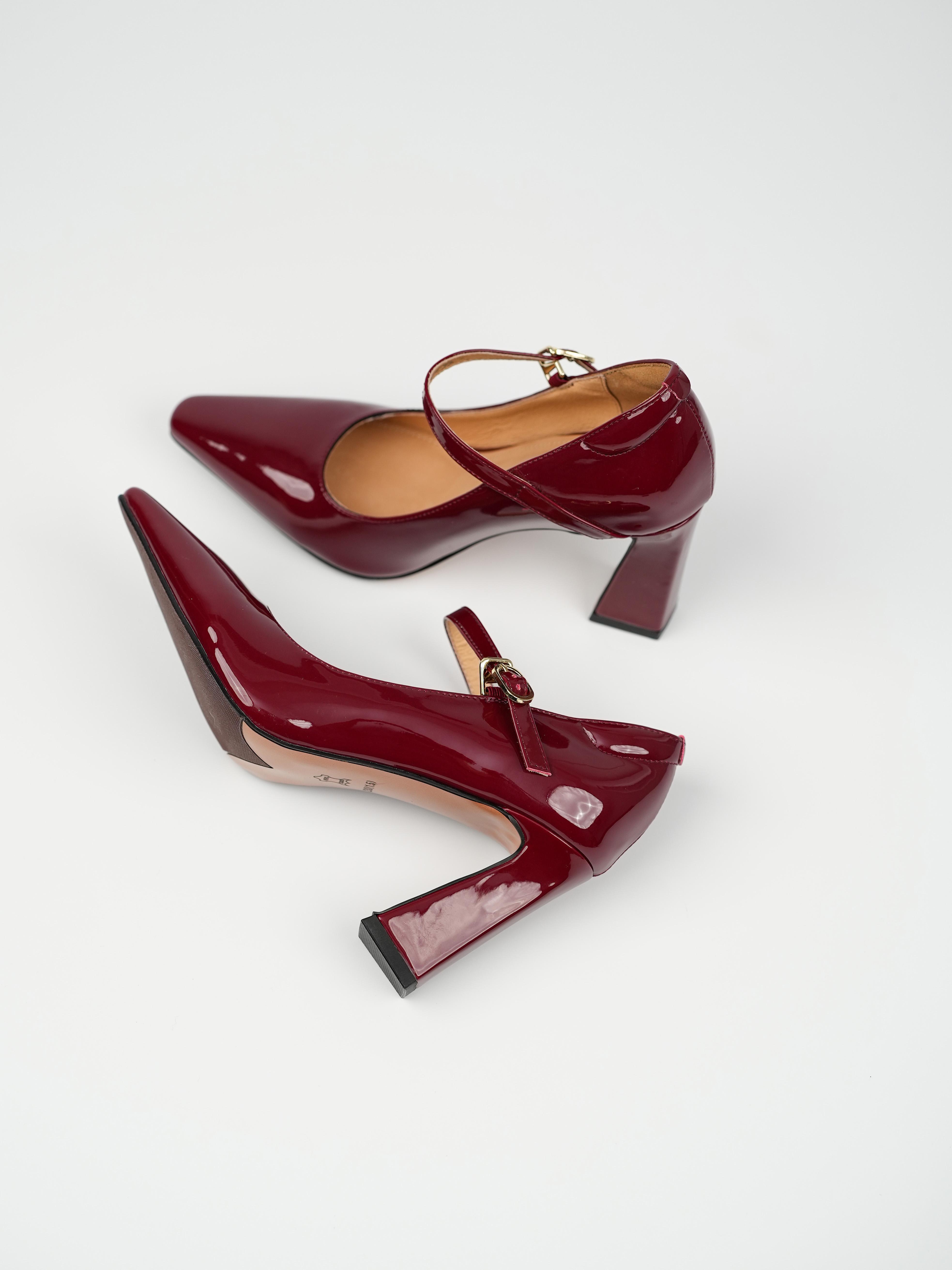 Pointed Toe Nude High Heels for Women - Versatile Buckle Mary Jane Shoes in Genuine Leather - Slim Fit Style