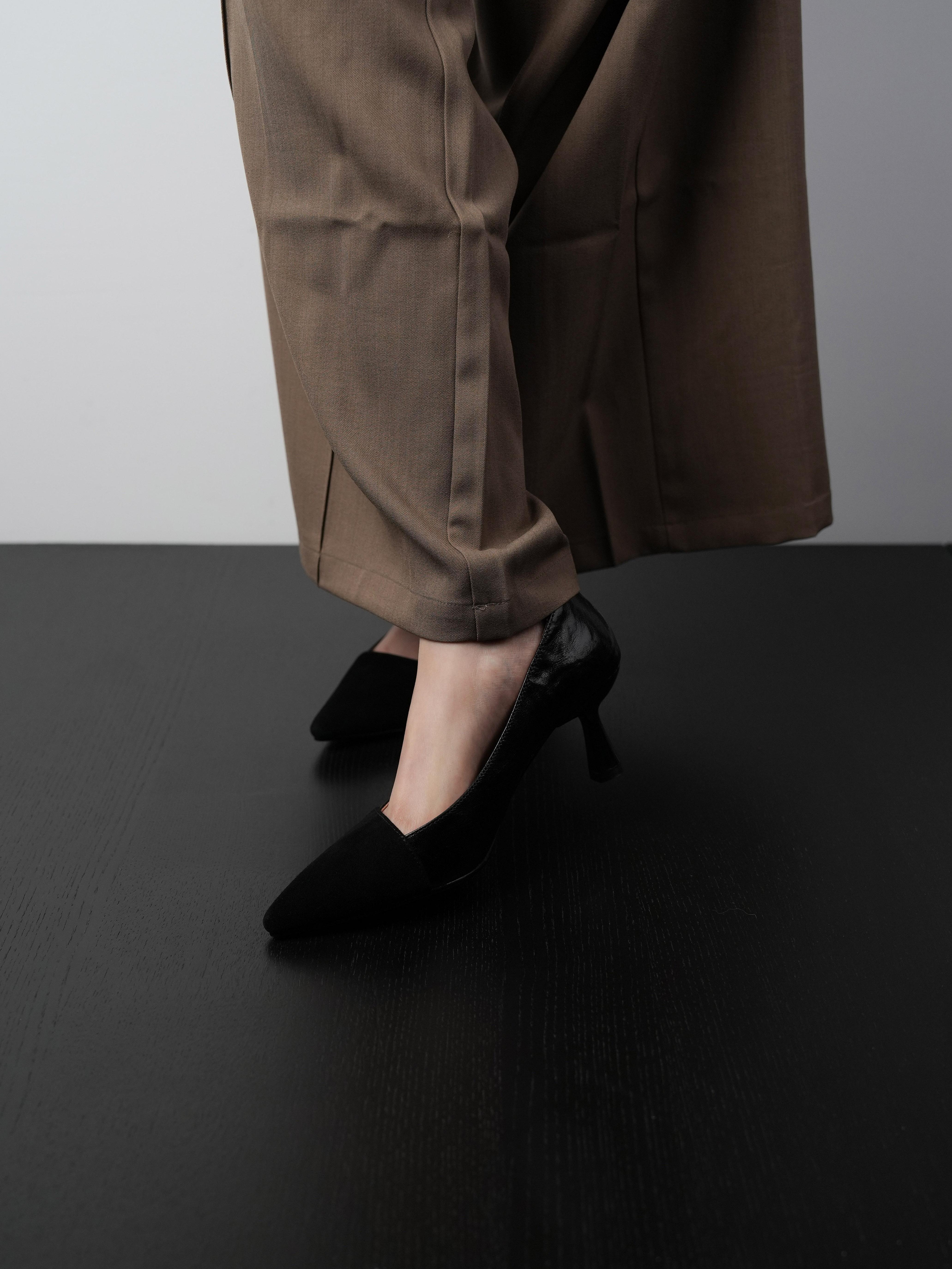 Pointed Toe Spliced High Heels for Women, Thin Mid-Heel Minimalist Commuting Flats, Chanel-Inspired Office Shoes