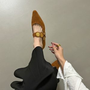 Pointed Vintage Women's Mary Jane Flats - High-End Chinese Style Shoes with Inner Height Increase for Spring & Autumn 2025