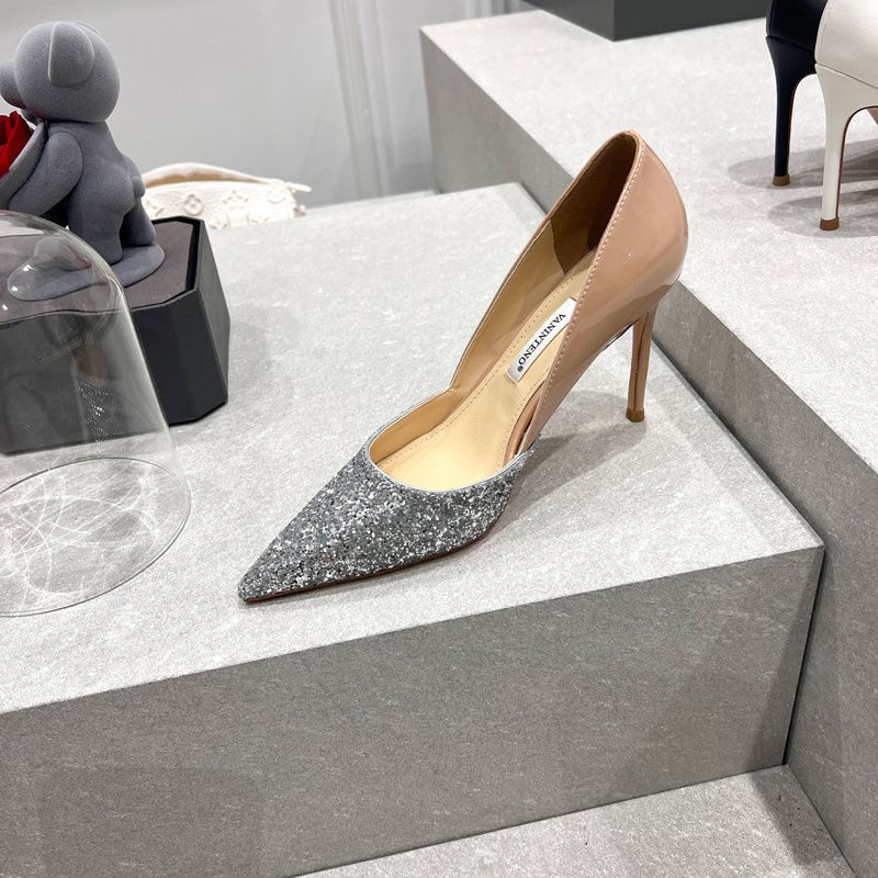 Pointed White High-Heeled Shallow Mouth Shoes for Women - Comfortable Hollow Design - 2025 Spring Autumn Style