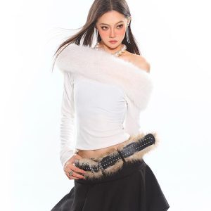 Puff Waist A-Line Skirt for Women - 2025 Spring Floral Bud Design, Slim Fit, Trendy Niche Style, Perfect for Hot Girl Looks
