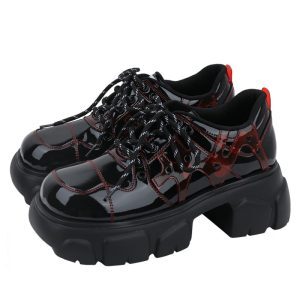 Punk Thick-Soled Dad Shoes for Women, Height-Increasing Leather Casual Sneakers, 2025 Spring/Summer Trendy Footwear