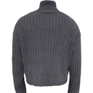 Purple-Toned High-Weight Qingguo Collar Sweater with Towel Texture - Trendy Cool Gray Knit for a Stylish Look