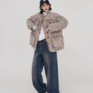 Quilted Tassel Round Neck Wind Coat for Women - Thickened Loose Winter Top in Korean Style - Cozy and Warm Fashion Outerwear