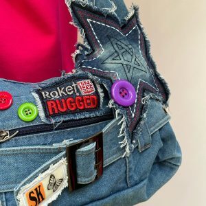 Quirky Vintage Denim Crossbody Bag for Hot Girls - Trendy Shoulder Underarm Handbag with Explosive Design