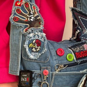 Quirky Vintage Denim Crossbody Bag for Hot Girls - Trendy Shoulder Underarm Handbag with Explosive Design