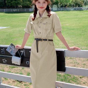 Raspberry Pink Slim Fit Shirt Dress for Women - Trendy Summer 2025 Workwear, Waist-Cinching Design, Chic and Stylish