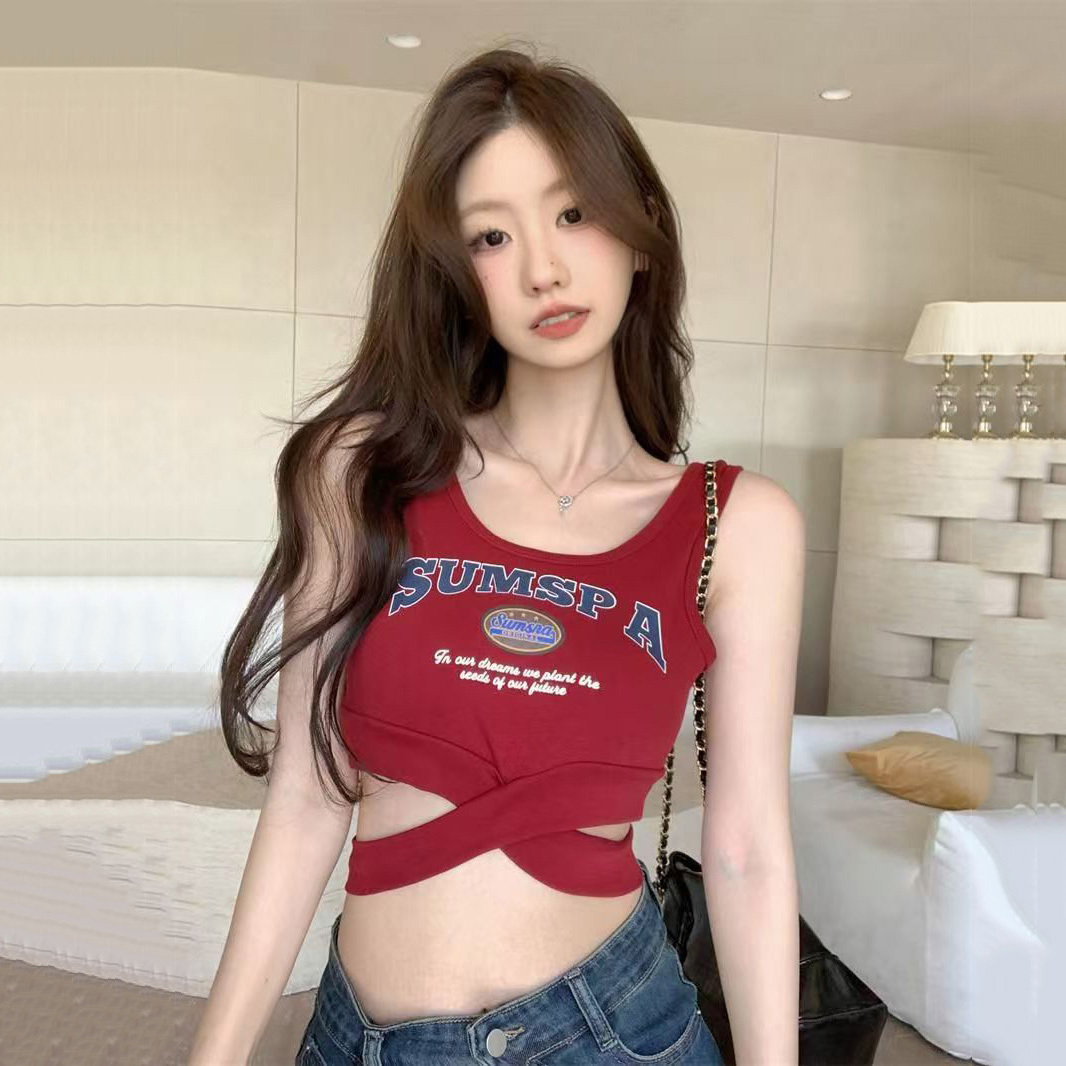 Red Jazz Dance Style Women's Tank Top - K-Pop Festival Performance Outfit for Hot Girl Aesthetic