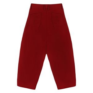 Red Loose Wide-Leg Jeans for Women - Petite Fit, Straight-Leg Style for Pear-Shaped Figures, Trendy 2025 Spring Autumn Fashion