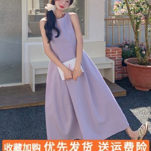 Relaxed Fit Dopamine Purple Sleeveless Maxi Dress for Women, Stunning Summer 2025 Vacation Style