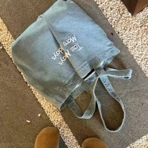 Retro American Denim Tote Bag - Large Capacity Embroidered Shoulder Bag for Students, Commuting, and Everyday Use