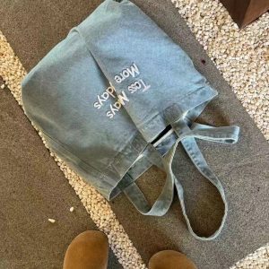 Retro American Denim Tote Bag - Large Capacity Embroidered Shoulder Bag for Students, Commuting, and Everyday Use