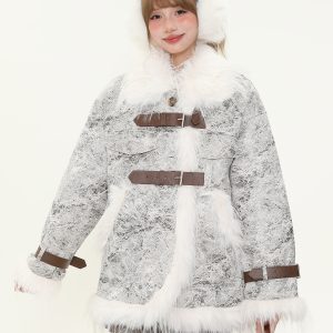 Retro American-Style High-End Faux Fur Coat for Women - Thick Warm Winter Cotton Jacket