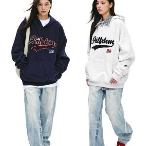 Retro Baseball Hoodie Unisex Loose Fit Sports Jersey Top Jacket - Vintage American Style Streetwear