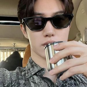 Retro Black Cat-Eye Square Men's Sunglasses for Big Faces - Stylish Driver Sun Protection, High-End Fashion Accessory