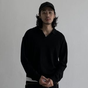 Retro Boxy Knitted Polo Shirt Unisex Short Sleeve Clean Fit Collar T-Shirt - Trendy American Style