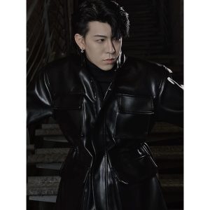 Retro British Cool Leather Jacket with Big Pockets and Stand Collar - Autumn Trendy Dadao Hunting Style